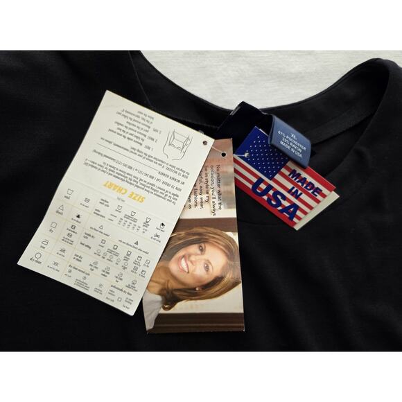 Susan Graver Style XL Black Dress SS NEW Removable Shoulder Pads Liquid Knit USA - Picture 9 of 11